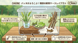 バッタが喜ぶ「飼育ケース」の基本レイアウト